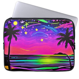 Capa Para Notebook Neon Night Beachscape