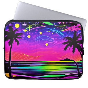 Capa Para Notebook Neon Night Beachscape