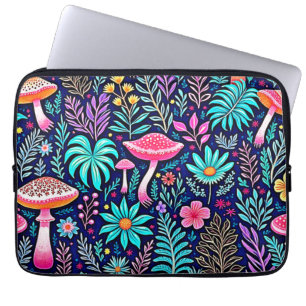 Capa Para Notebook Neon Psychedelic Mushroom Forest Dream