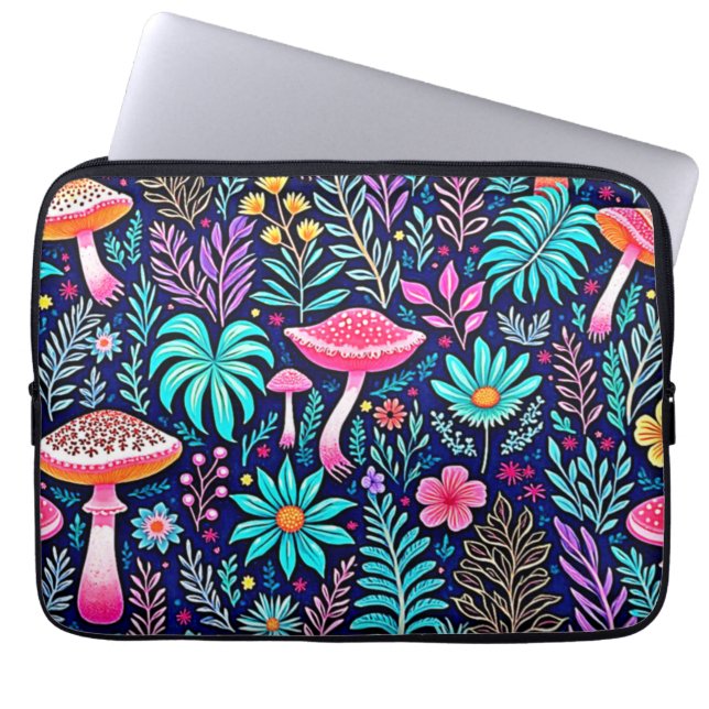 Capa Para Notebook Neon Psychedelic Mushroom Forest Dream (Frente)