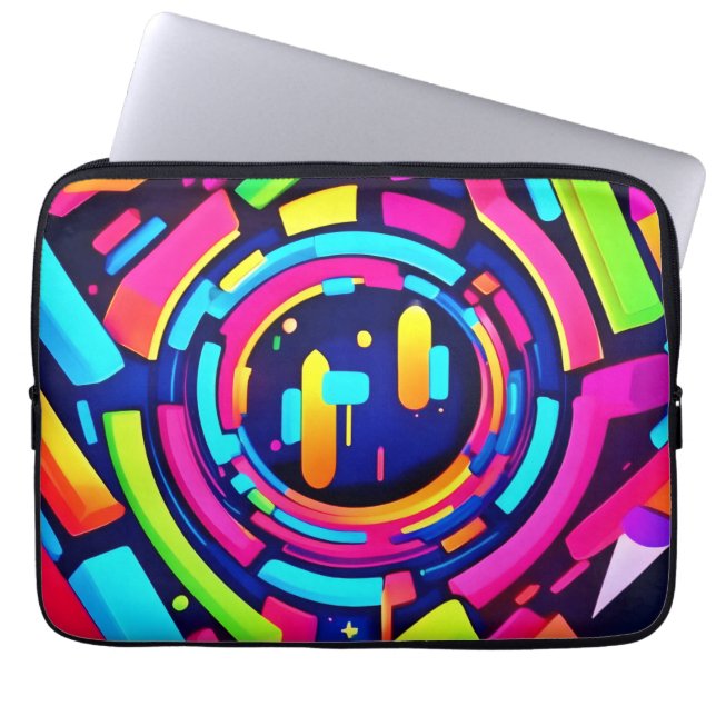 Capa Para Notebook Neon Pulse: Uma Sinfonia Digital (Frente)