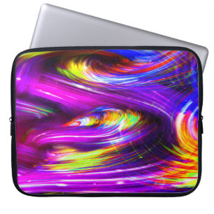 Capa Para Notebook Neon Rainbow Tornado Ondas de Multicor Púrpura