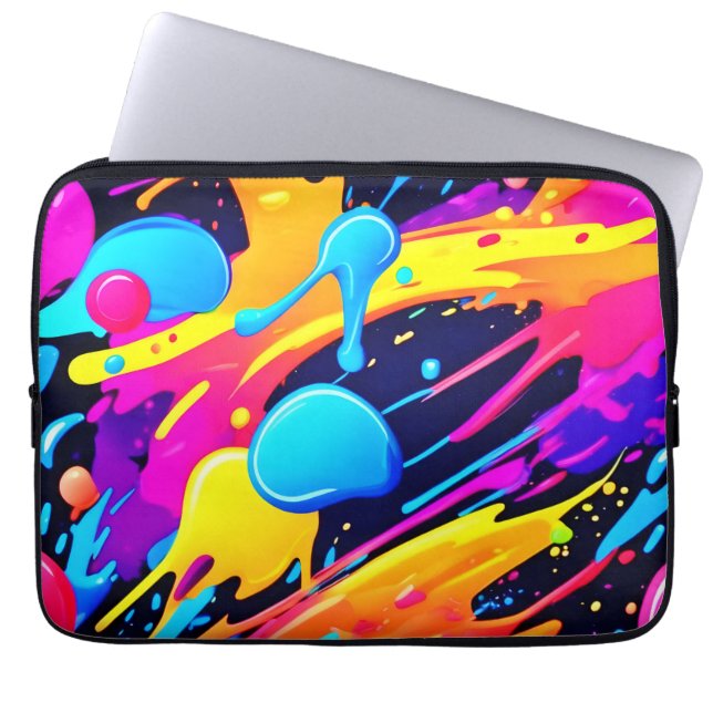 Capa Para Notebook Neon Splatter Paint Art (Frente)