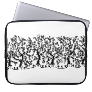Capa Para Notebook Neoprene de Árvore Branca e Negra Moderna