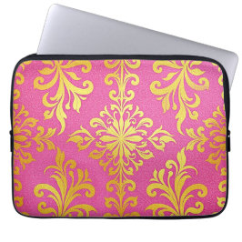Capa Para Notebook Neoprene Dourado Glitter Laptop Rosa