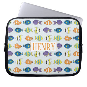 Capa Para Notebook Neoprene, padrão de peixes tropicais, Bolsa de lap