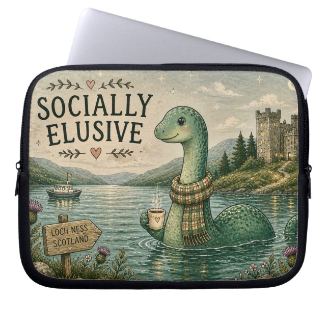 Capa Para Notebook Nessie Esquiva Socialmente Críptido Aconchegante L (Frente)