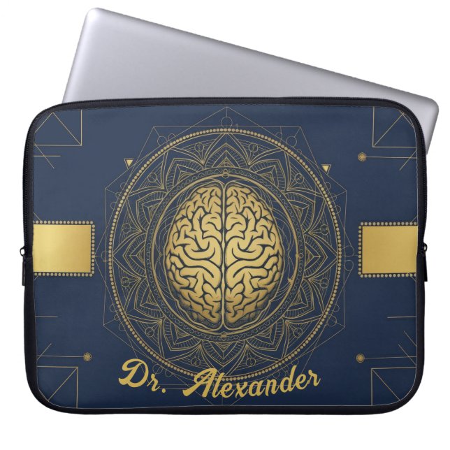 Capa Para Notebook Neurologia Elegante Anatomia do Cérebro Dourado |  (Frente)