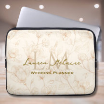 Neutral Wildflower Monogram Business Style Laptop