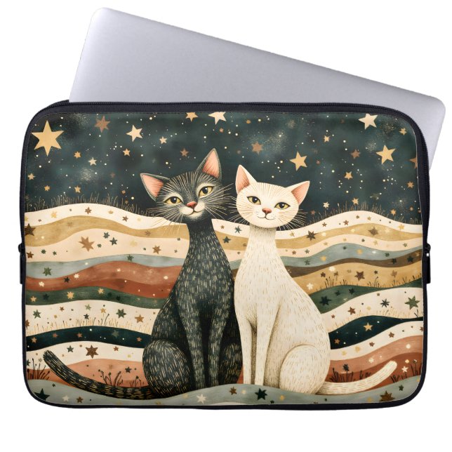 Capa Para Notebook Night Sky Cats (Frente)