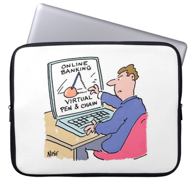 Capa Para Notebook No Banco Online de Computador Cartoon Engraçado (Frente)