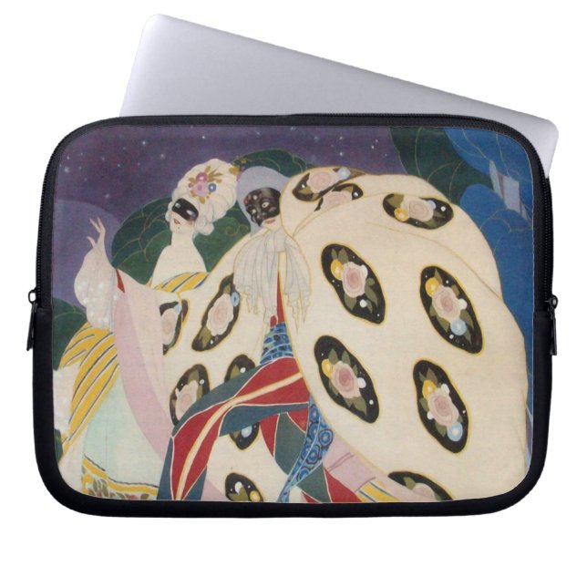 Capa Para Notebook NOCTURNE COM MASKS / Art Deco Venetian Mascarada (Frente)