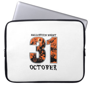 Capa Para Notebook Noite de Halloween Outubro Casa Assombrada Bruxa A