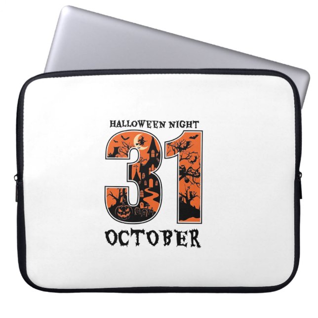 Capa Para Notebook Noite de Halloween Outubro Casa Assombrada Bruxa A (Frente)