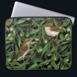 Capa Para Notebook Noites na oliveira 3<br><div class="desc">Padrão de aquarela pintada à mão com 2 balingales tocando em ramos de oliveira</div>