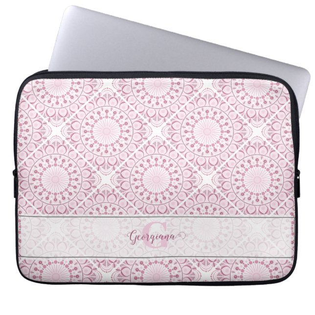 Capa Para Notebook Nome Bonito Pink Confetti Lace Azulejo Mandala (Frente)
