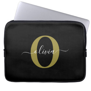 Capa Para Notebook Nome com Letra Inicial Personalizada Preto Branco 