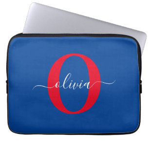 Capa Para Notebook Nome com Letra Maiúscula Personalizada Azul Branco