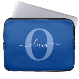 Capa Para Notebook Nome com Letra Maiúscula Personalizada Azul Branco