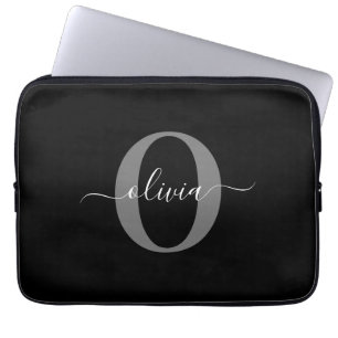 Capa Para Notebook Nome com Letra Maiúscula Personalizada Preto Branc