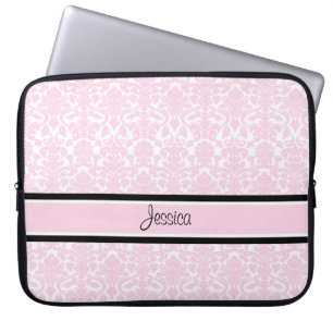 Capa Para Notebook Nome cor-de-rosa do costume do damasco do laptop