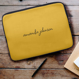 Capa Para Notebook Nome Curto do Monograma Amarelo Moderno e Bonito