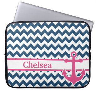 Capa Para Notebook Nome da Âncora do Cevão Cor-de-Rosa Azul