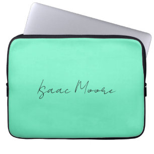 Capa Para Notebook Nome da Caligrafia Azul Verde Simples