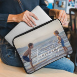 Capa Para Notebook Nome da Família Personalizada de Modelo de Foto Mo<br><div class="desc">A Bolsa de laptop Simples de Modelo de Foto Personalizado de Nome da Família apresenta a sua foto favorita com o seu nome de família personalizado. Faz um presente fantástico para o Natal, aniversário, aniversário, Dia de as mães, Dia de os pais, Dia dos Avós e muito mais. Personalize editando...</div>