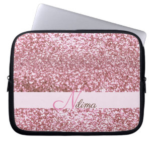 Capa Para Notebook Nome de Minigráficos de Brilho Rosa Personalizado