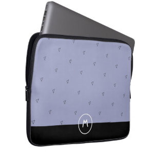 Capa Para Notebook Nome de monograma personalizado simples azul preto