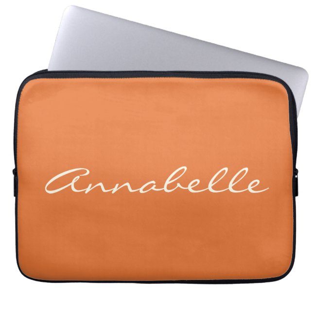 Capa Para Notebook Nome de Script Manuscrito Laranja Elegante Persona (Frente)