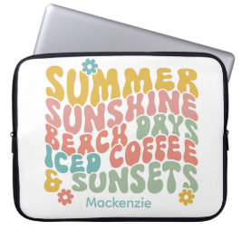 Capa Para Notebook Nome do Monograma Cor-de-Rosa de Verão