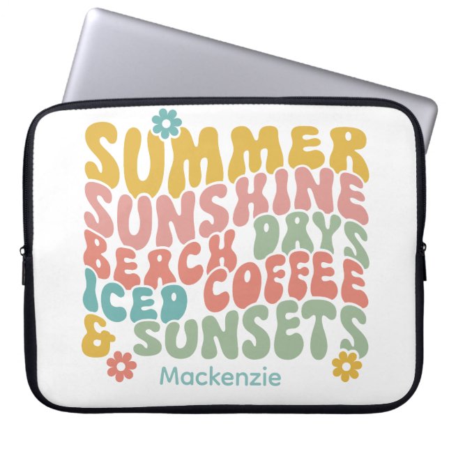 Capa Para Notebook Nome do Monograma Cor-de-Rosa de Verão (Frente)