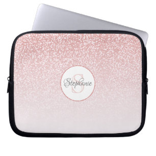 Capa Para Notebook Nome do Monograma da Rodada de Ombre Rosa Dourado