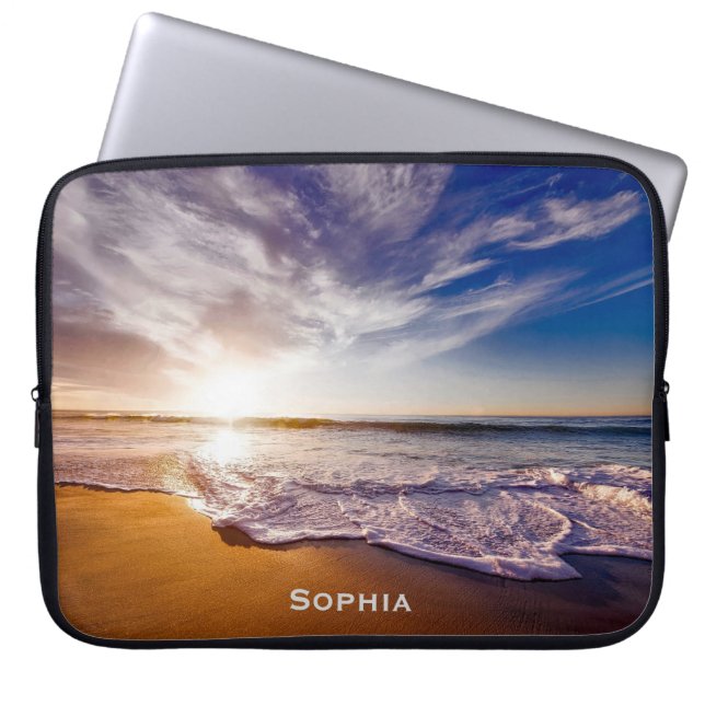 Capa Para Notebook Nome do Monograma das Férias de Praia do Oceano (Frente)