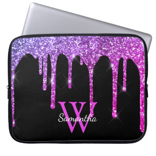 Capa Para Notebook Nome do Monograma do Sparkle Drives Roxo Rosa