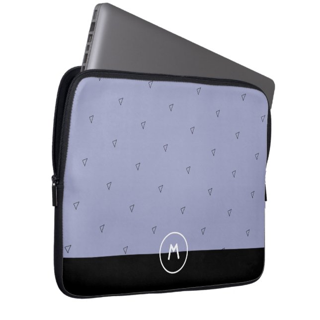 Capa Para Notebook Nome do monograma personalizado mínimo preto azul  (Frente Esquerda)