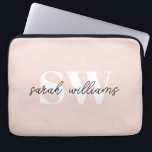 Capa Para Notebook Nome do Monograma Personalizado Moderno - Rosa<br><div class="desc">Bolsa de laptop Rosa do Nome do Monograma Personalizado Moderno</div>