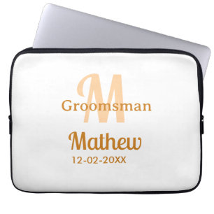 Capa Para Notebook nome do padrinho laranja masculino letra data past