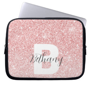 Capa Para Notebook Nome do Script do Monograma do Glitter Rosa Girass