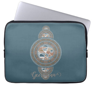 Capa Para Notebook Nome Dourado Teal Abstrato Oronal Mandala