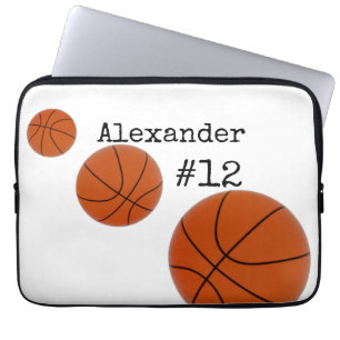 Capa Para Notebook Nome e Número de Basquetebol Fundo Branco