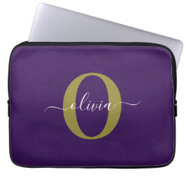 Capa Para Notebook Nome em Letra Maiúscula Personalizada Roxo Branco