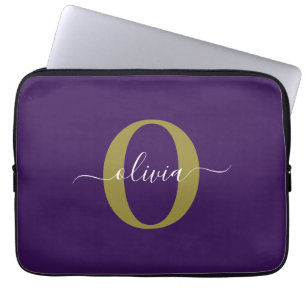 Capa Para Notebook Nome em Letra Maiúscula Personalizada Roxo Branco