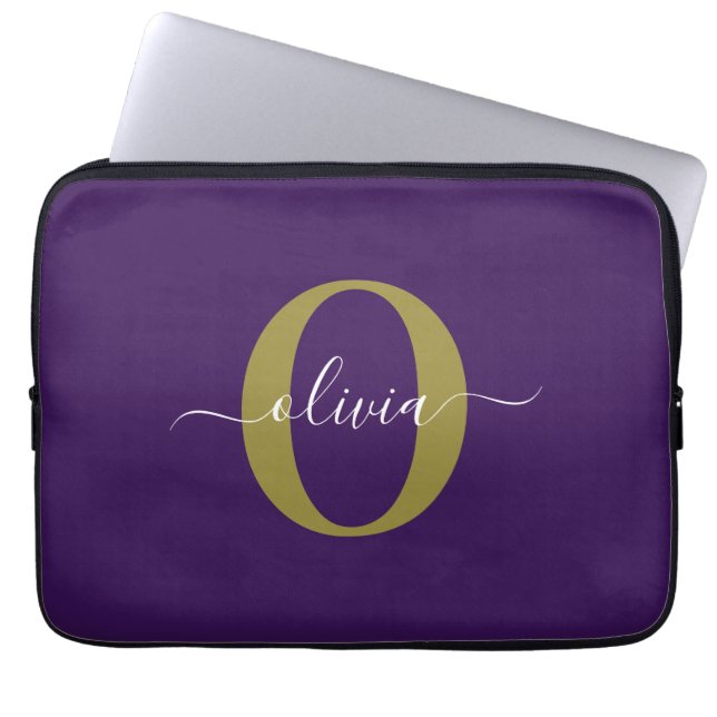 Capa Para Notebook Nome em Letra Maiúscula Personalizada Roxo Branco  (Frente)
