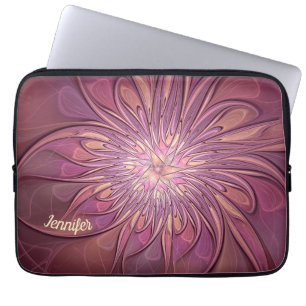Capa Para Notebook Nome Floral Fractal de Frutas Moderno Abstrato