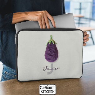 Capa Para Notebook Nome Mínimo de Crochet Mínimo Roxo Divertido