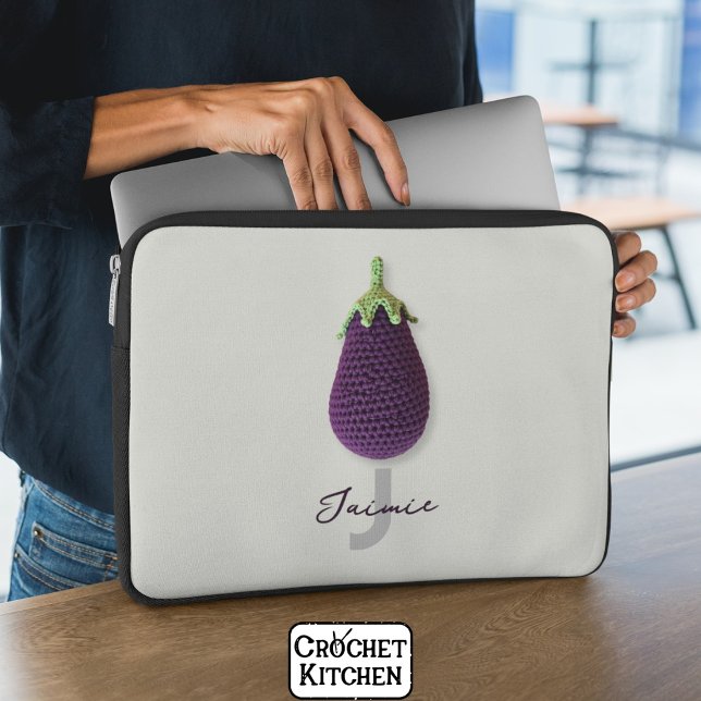 Capa Para Notebook Nome Mínimo de Crochet Mínimo Roxo Divertido (Criador carregado)