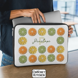 Capa Para Notebook Nome Mínimo Moderno das Fatias de Citros de Croche